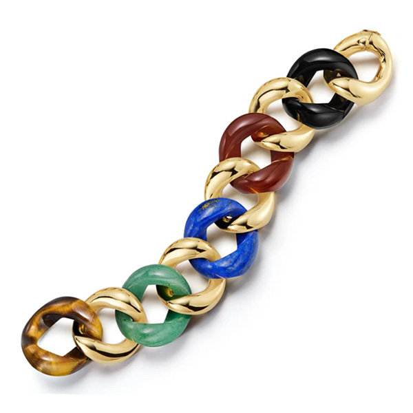 Seaman Schepps 18K Tiger Eye, Green Aventurine, Lapis, Carnelian & Onyx Large Link Bracelet